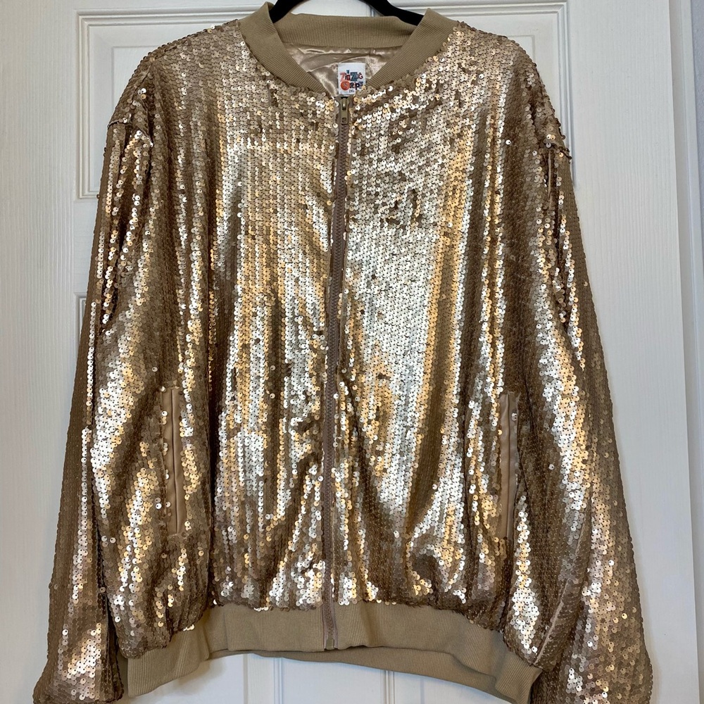 Sequin Bomber Jacket - Gold